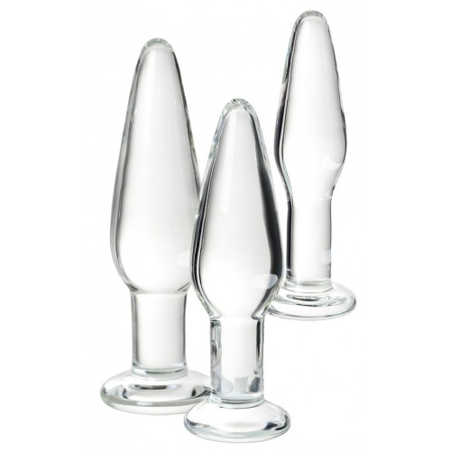 Набор анальных втулок Sexus Glass, стекло, прозрачный, 14/12,5/12 см, Ø 4/3,5/3 см
