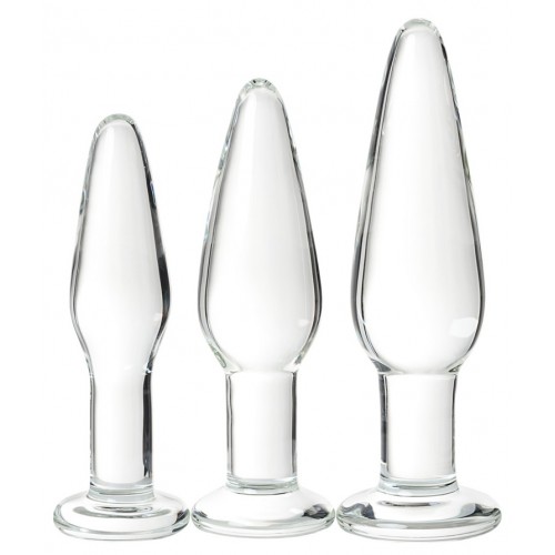 Набор анальных втулок Sexus Glass, стекло, прозрачный, 14/12,5/12 см, Ø 4/3,5/3 см