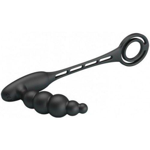 Эрекционное кольцо с ребристым анальным плагом