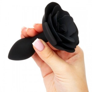 Силиконовая анальная пробка Роза черная (иной угол)