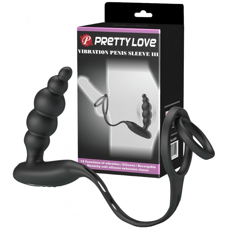 Эрекционное кольцо с ребристым анальным плагом