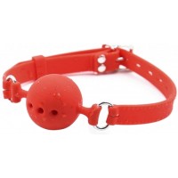 Силиконовый дышащий кляп-шар red S