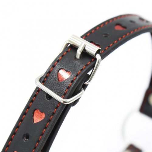 Силиконовый кляп-сердце black-red