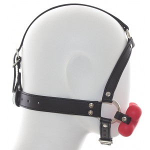 Красный кляп-кость с фиксацией на голову (иной угол)