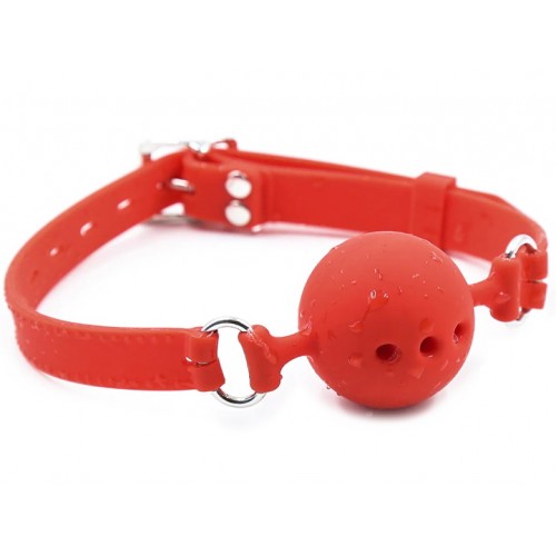 Силиконовый дышащий кляп-шар red S