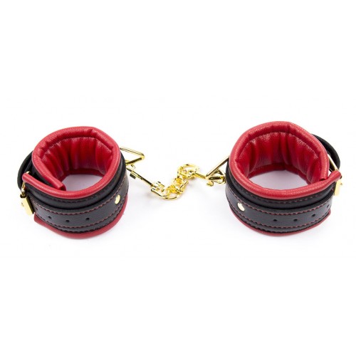 БДСМ наручники кожаные черно-красные
