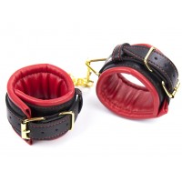 БДСМ наручники кожаные черно-красные