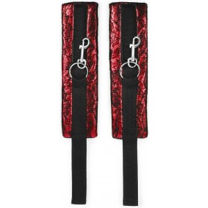 Кружевные наручники Notabu красно-черные (иной угол)