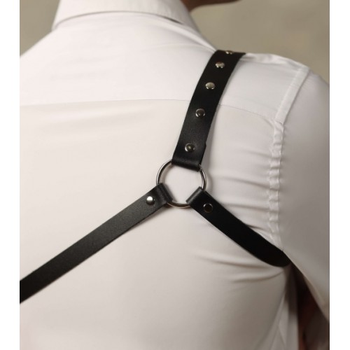 Классическая мужская БДСМ сбруя через одно плечо