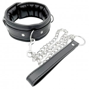 Ошейник с кольцом и поводком на цепочке БДСМ (иной угол)