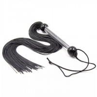 Плеть-флоггер черного цвета с резиновым хвостиком