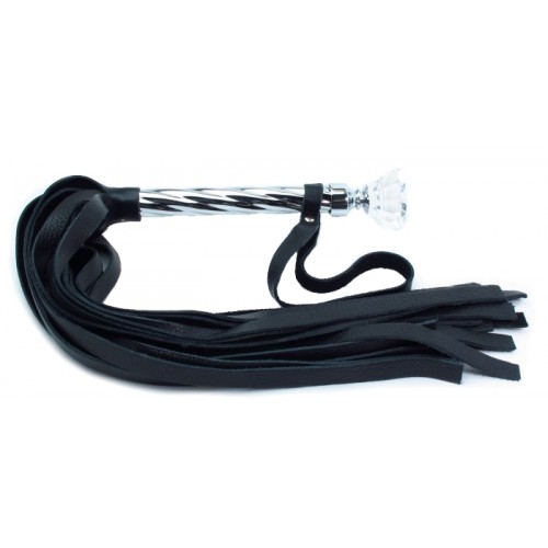 Плеть из кожи с широкими хвостами и декоративным кристаллом																																															