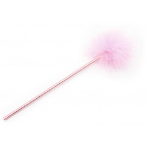 Нежно-розовый тиклер с атласной ручкой 34 см (иной угол)