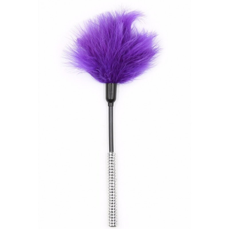 Тиклер с фиолетовый перьями и стразами 27 см