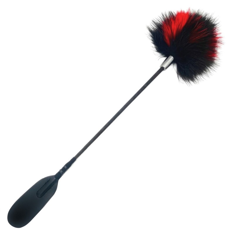 Стек-тиклер черный с черно-красными перьями 49 см