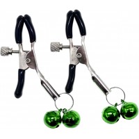 Зажимы для сосков с двойным бубенчиком зеленые