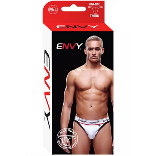 Мужские трусы-тонги на широкой резинке Envy белые M/L