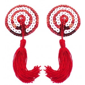 Пэстисы для груди красно-белые с пайетками (иной угол)