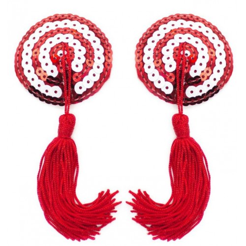 Пэстисы для груди красно-белые с пайетками