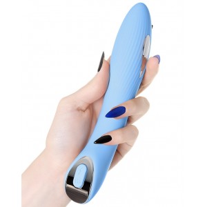 Вибратор с электростимуляцией PHYSICS TESLA G-POINT, силикон, голубой, 21 см