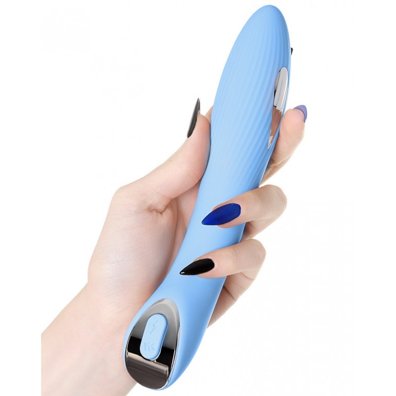 Вибратор с электростимуляцией PHYSICS TESLA G-POINT, силикон, голубой, 21 см