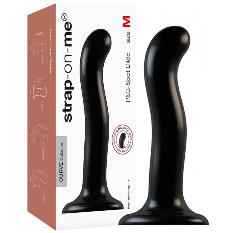 Ремневой нереалистичный страпон Strap-on-me, P&G SPOT, M, силикон, черный, 18 см.