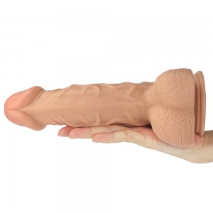 Нежный фаллоимитатор на присоске 18 см телесный (иной угол)
