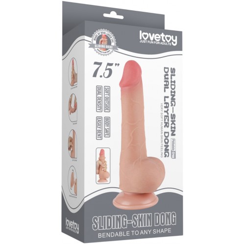 Реалистичный фаллоимитатор с эффектом двойной кожи Lovetoy Sliding-Skin Dual Layer Dong 19 см