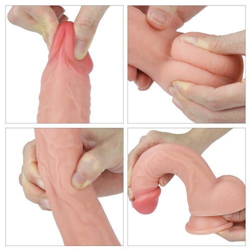Фаллоимитатор на присоске с мошонкой Dual-Layered Silicone Dildo 22 см