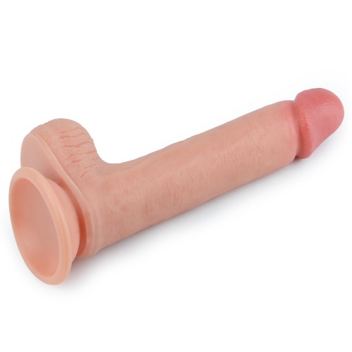 Фаллоимитатор на присоске с мошонкой Dual-Layered Liquid Silicone Nature Cock 21 см
