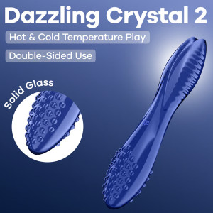 Двусторонний фаллос из стекла Satisfyer Dazzling Crystal 2 синий 20 см (иной угол)