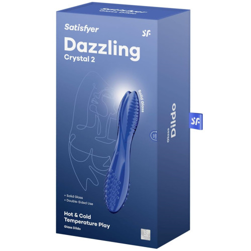 Двусторонний фаллос из стекла Satisfyer Dazzling Crystal 2 синий 20 см