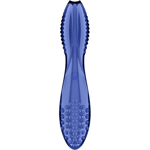 Двусторонний фаллос из стекла Satisfyer Dazzling Crystal 2 синий 20 см