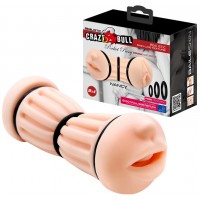 Двусторонний мастурбатор Crazy Bull Nancy вагина и ротик с уплотняющими кольцами