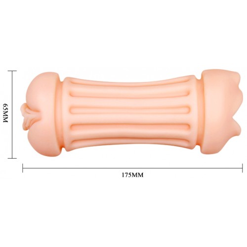 Двусторонний мастурбатор Crazy Bull Nancy вагина и ротик с уплотняющими кольцами