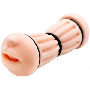 Двусторонний мастурбатор Crazy Bull Nancy вагина и ротик с уплотняющими кольцами (иной угол)