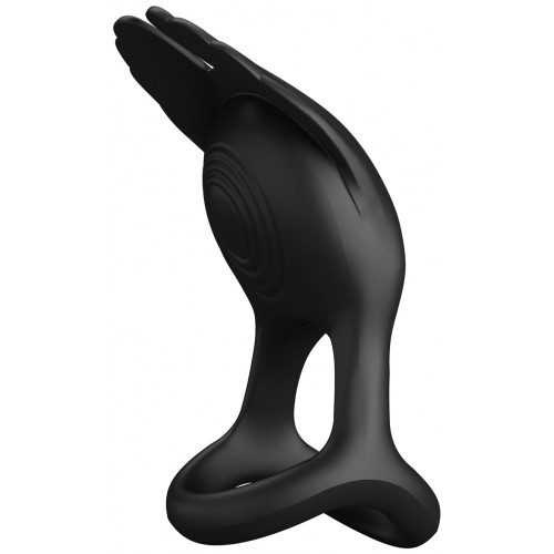 Перезаряжаемое эрекционное виброкольцо Pretty Love Vibrant Penis Ring Silas с петлей на мошонку черное