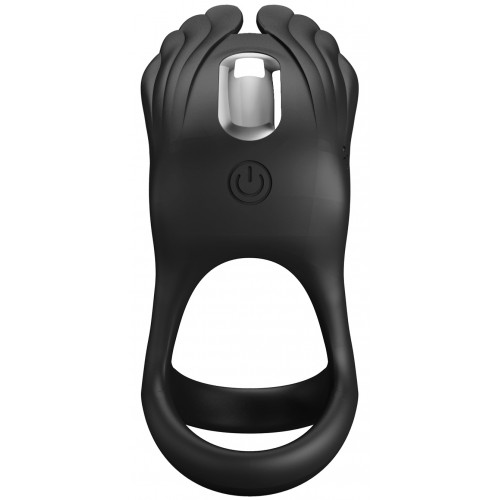 Перезаряжаемое эрекционное виброкольцо Pretty Love Vibrant Penis Ring Silas с петлей на мошонку черное