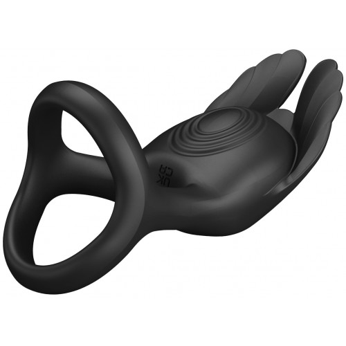 Перезаряжаемое эрекционное виброкольцо Pretty Love Vibrant Penis Ring Silas с петлей на мошонку черное