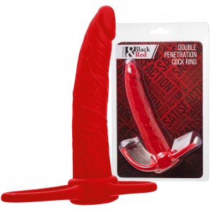 Насадка на пенис для двойного проникновения Black&Red by TOYFA , силикон, красный, 16,5 см