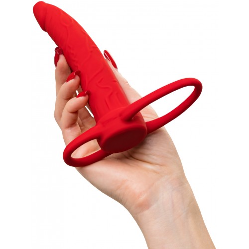 Насадка на пенис для двойного проникновения Black&Red by TOYFA , силикон, красный, 16,5 см