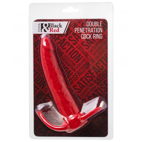 Насадка на пенис для двойного проникновения Black&Red by TOYFA , силикон, красный, 16,5 см