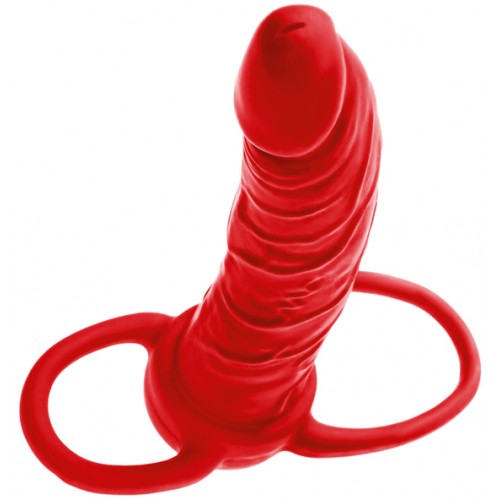 Насадка на пенис для двойного проникновения Black&Red by TOYFA , силикон, красный, 16,5 см
