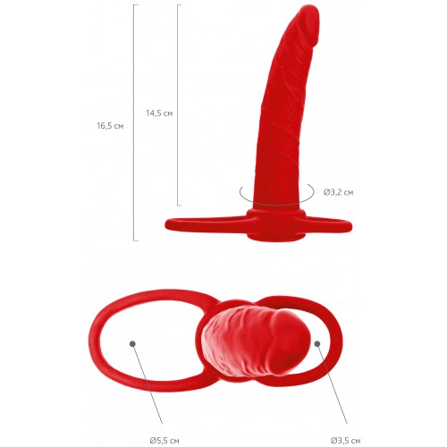 Насадка на пенис для двойного проникновения Black&Red by TOYFA , силикон, красный, 16,5 см