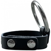Утяжка на пенис кожаная с металлическим кольцом