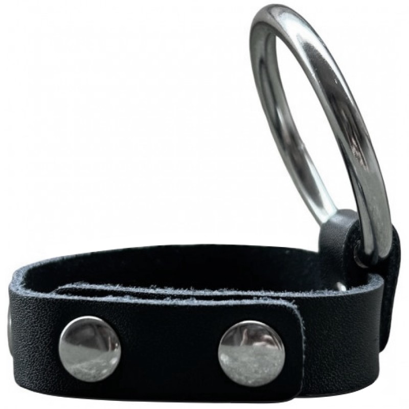 Утяжка на пенис кожаная с металлическим кольцом