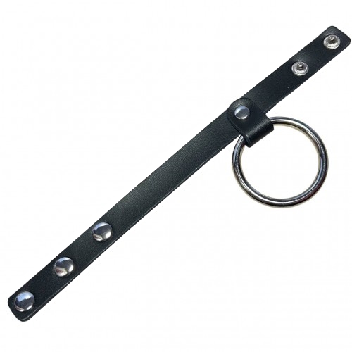 Утяжка на пенис кожаная с металлическим кольцом