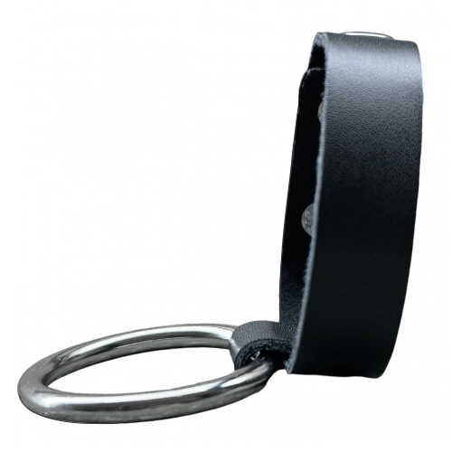 Утяжка на пенис кожаная с металлическим кольцом