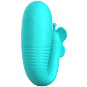 Виброяйцо с поступательными движениями Pretty Love Remi с пультом ДУ бирюзовое (иной угол)