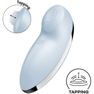 Клиторальный вибростимулятор с пульсацией Satisfyer Tap And Climax 2 голубой (иной угол)